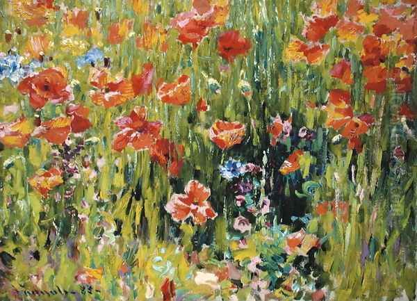 Poppies, 1888 Oil Painting by Robert William Vonnoh