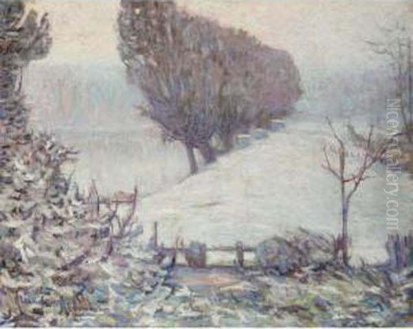 Poplars In A Winter Landscape by Alexander Altmann