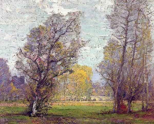 Clouds and Glow, Autumn, France Oil Painting by Robert William Vonnoh