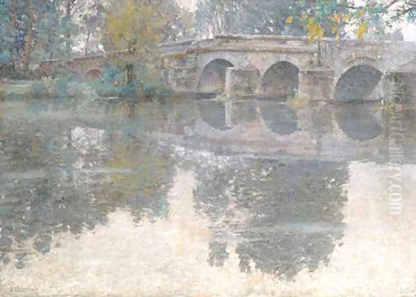 The Bridge at Grez Oil Painting by Robert William Vonnoh