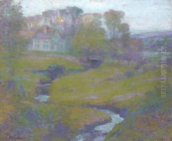 Lingering Rain, Moon and Eventide Oil Painting by Robert William Vonnoh