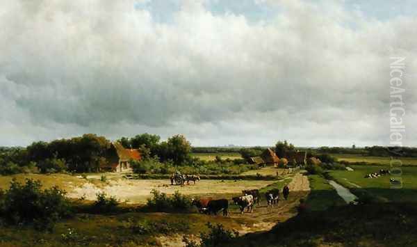 Extensive Dutch Landscape Oil Painting by Willem Vester