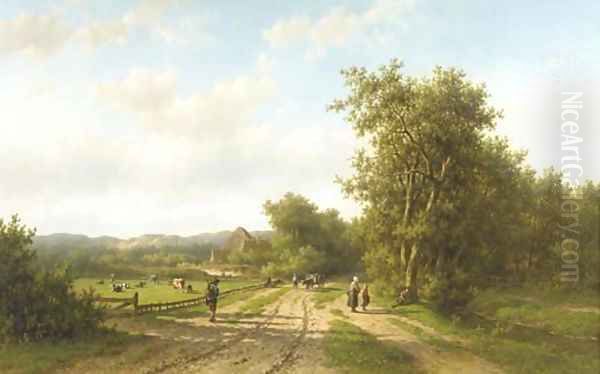 Heemstede bij Haarlem peasants at the outskirts of a village in the dunes Oil Painting by Willem Vester