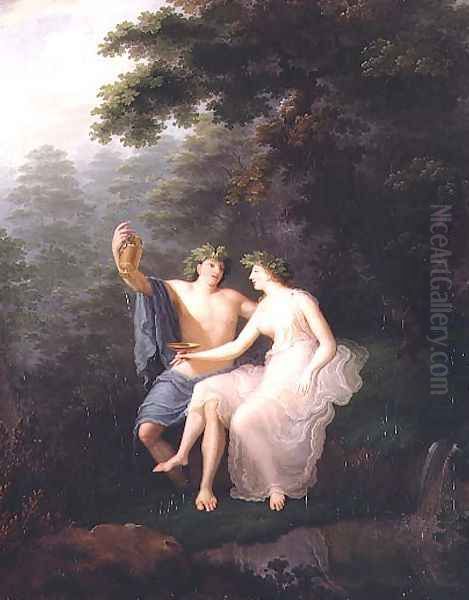 Bacchus and Ariadne Oil Painting by Jacques-Antoine Vallin