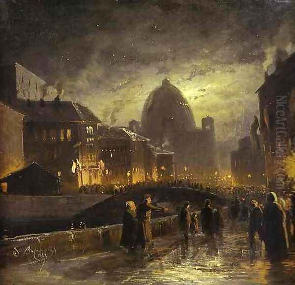 Illumination in St. Petersburg. 1869 Oil Painting by Feodor Alexandrovich Vasilyev