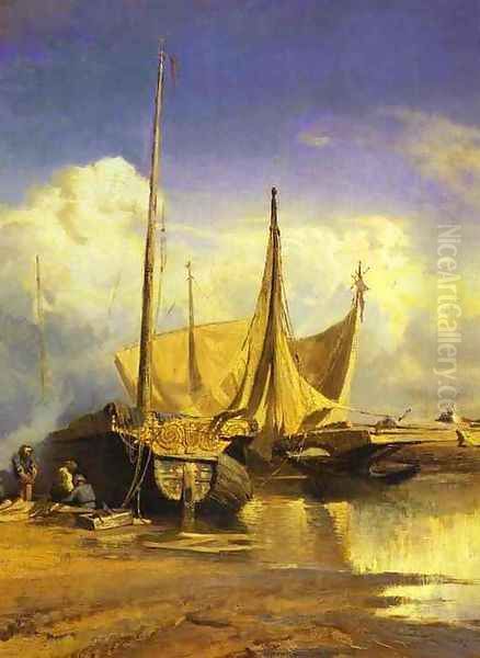 Barges on Volga 1870 Oil Painting by Feodor Alexandrovich Vasilyev