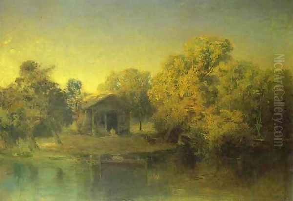 Pond at the Sunset. 1871 Oil Painting by Feodor Alexandrovich Vasilyev