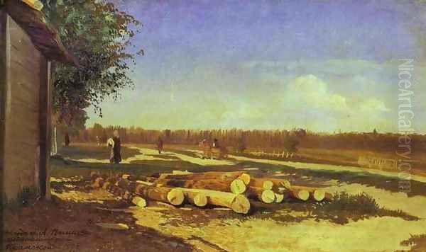 Logs By the Road. 1867-1869 Oil Painting by Feodor Alexandrovich Vasilyev