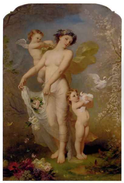 Allegory Of Spring Oil Painting by Andre Charles Voillemot