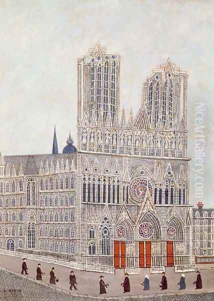 Rheims Cathedral, c.1923 Oil Painting by Louis Vivin