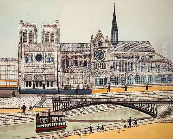 Notre-Dame south side, c.1933 Oil Painting by Louis Vivin