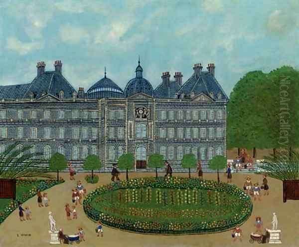 Le jardin du Luxembourg Oil Painting by Louis Vivin