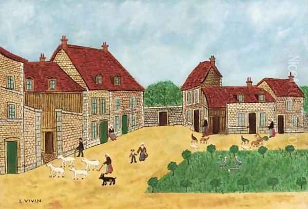 Scene du village Oil Painting by Louis Vivin