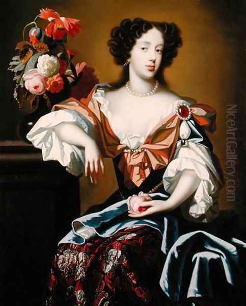 Mary of Modena 1658-1718, c.1680 Oil Painting by Simon Pietersz. Verelst