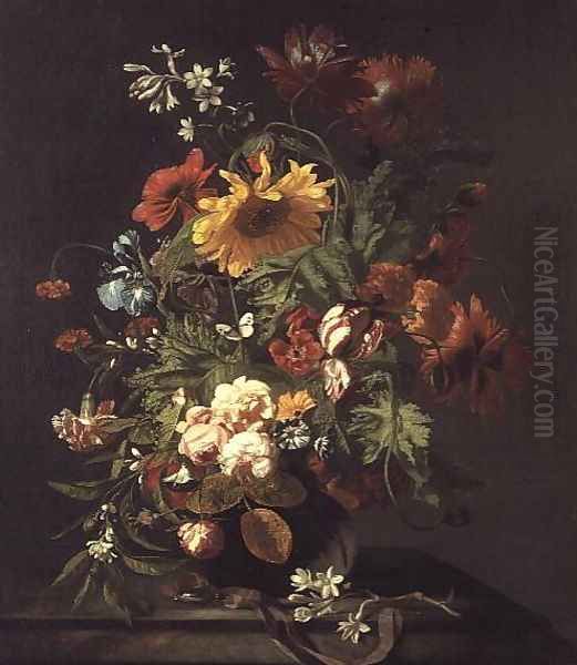 Vase of Flowers Oil Painting by Simon Pietersz. Verelst