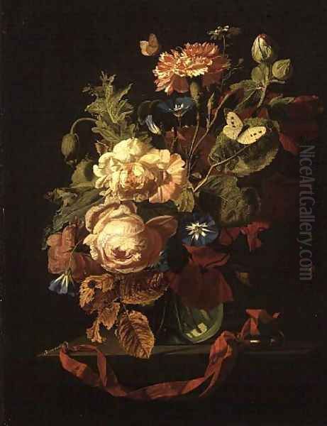 Vase of Flowers, 1669 Oil Painting by Simon Pietersz. Verelst