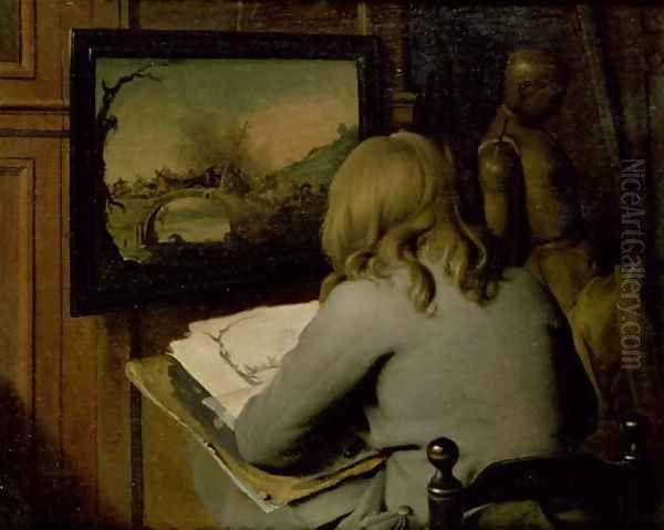 A Young Boy Copying a Painting Oil Painting by Wallerant Vaillant