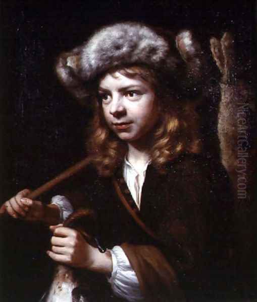 Young Sportsman with Rabbit and Fowl Oil Painting by Wallerant Vaillant