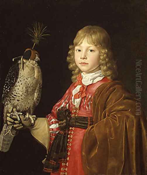 Portrait of a Boy with a Falcon Oil Painting by Wallerant Vaillant