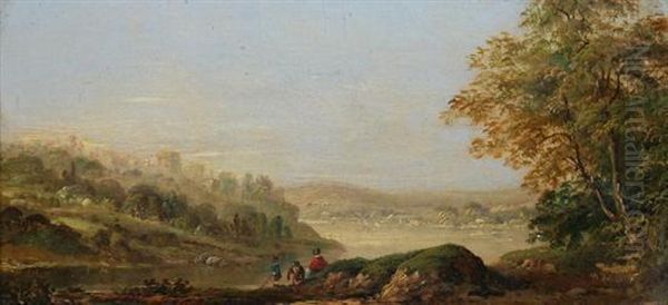 Expansive Landscape With Travelers Oil Painting by Henry John Boddington