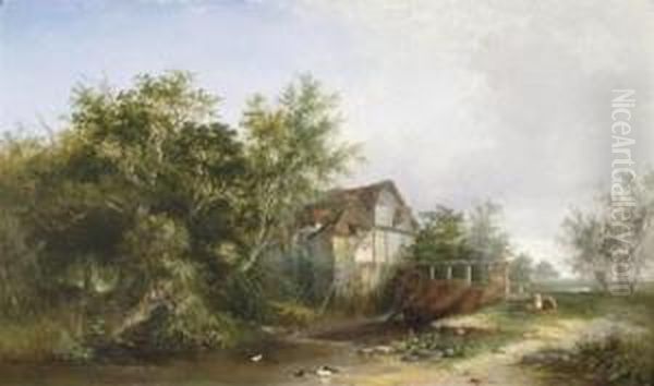 The Eel Traps Oil Painting by Henry John Boddington