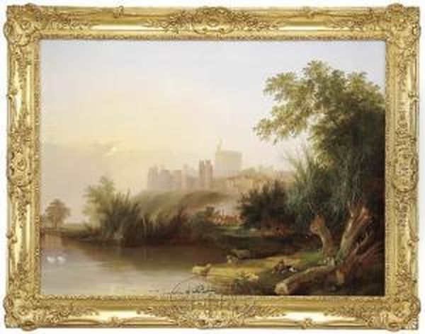 Windsor Castle On The River Thames Oil Painting by Henry John Boddington