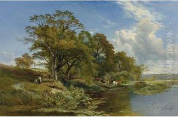 A Weedy Branch Of The Thames Oil Painting by Henry John Boddington