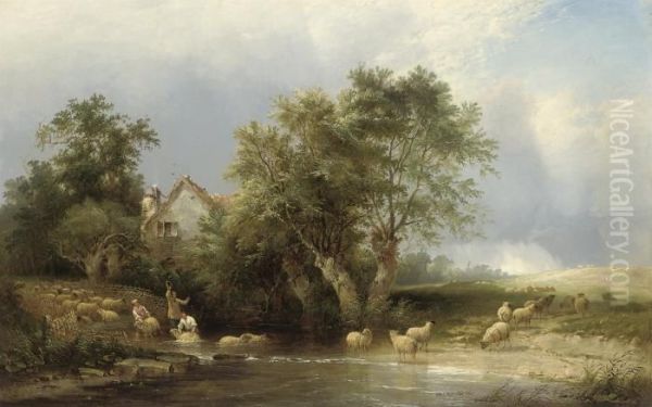 Dipping The Sheep Oil Painting by Henry John Boddington