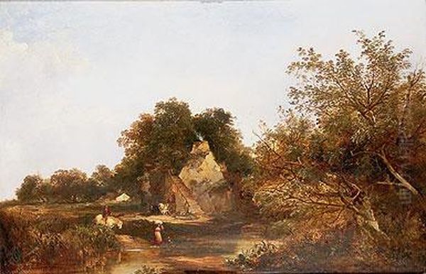 Paisaje Con Campesinos Oil Painting by Henry John Boddington