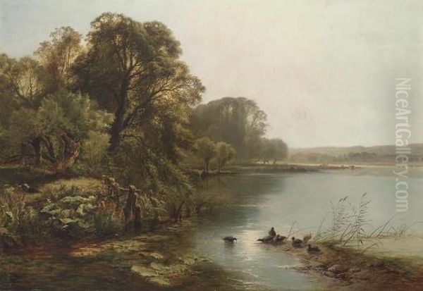 Early Morning On The Thames Oil Painting by Henry John Boddington