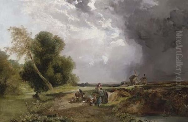 Camping By A Stream Oil Painting by Henry John Boddington