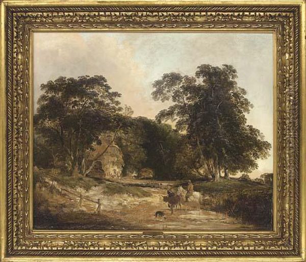 A Country Lane Oil Painting by Henry John Boddington