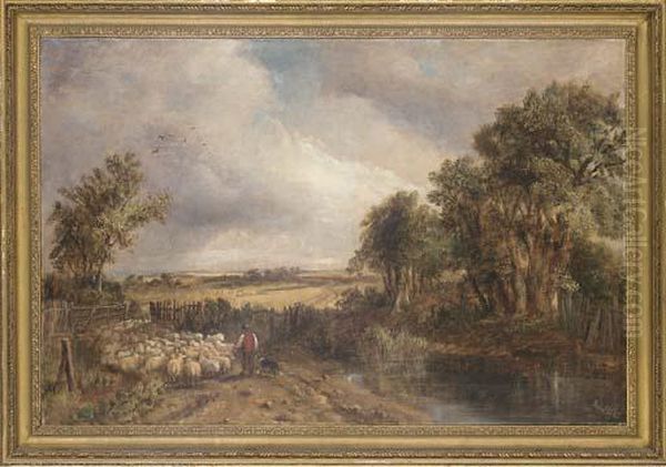 Driving The Flock Out To Pasture Oil Painting by Henry John Boddington