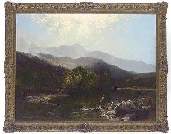 A Trout Stream, North Wales Oil Painting by Henry John Boddington