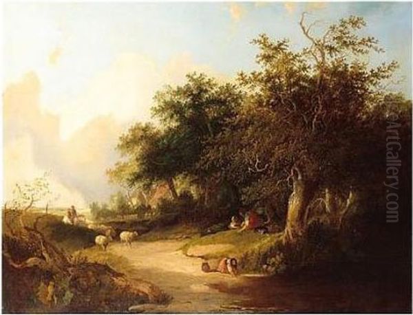 Country Landscape Oil Painting by Henry John Boddington