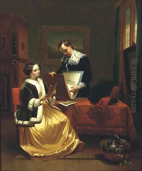 The art lovers Oil Painting by Johannes Christoffel Vaarberg