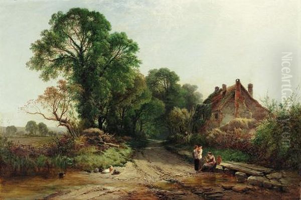 An English Lane Oil Painting by Henry John Boddington