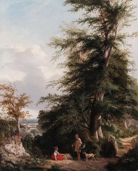 A Wayside Chat Oil Painting by Henry John Boddington