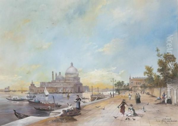 Santa Maria Della Salute Di Venezia Oil Painting by Carlo Bossoli