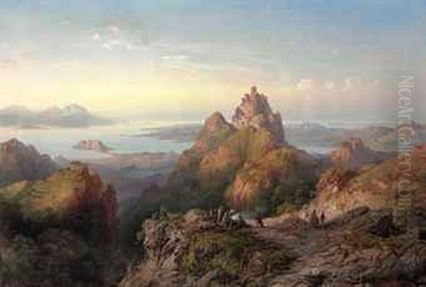 A View Of The Genoese Fortress At Balaklava Oil Painting by Carlo Bossoli