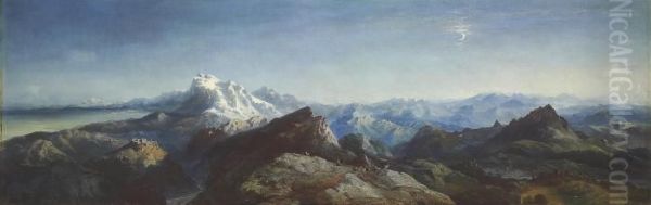 The Gran Sasso, Italy Oil Painting by Carlo Bossoli