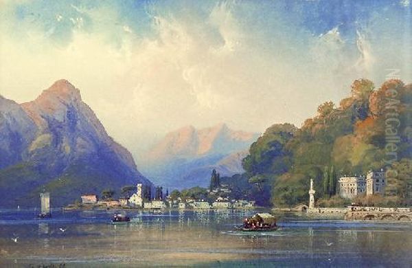 Widok Lugano Oil Painting by Carlo Bossoli