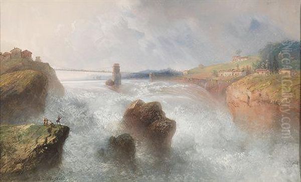 Il Ponte Sulle Rapide Oil Painting by Carlo Bossoli