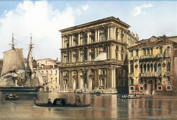 On The Grand Canal, Venice Oil Painting by Carlo Bossoli