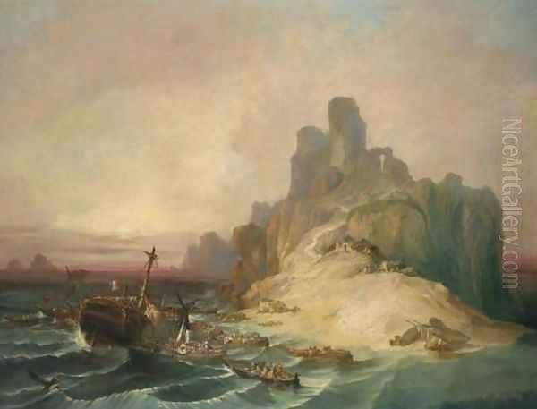 Shipwreck off the Coast (Naufragio en la costa) Oil Painting by Eugenio Lucas Velazquez