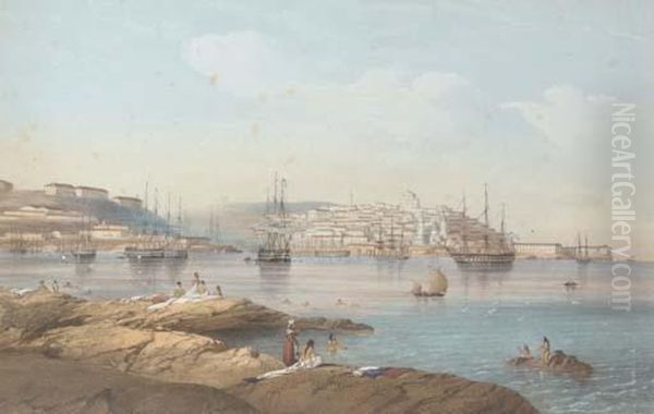 Scenery Of The Crimea: 
Sebastopol; Reitch Seen From The Highroad To Jenikala; Prince 
Waranzoff's Palace In Alupka; Steppes Between Serokop And Semferopol, 
And Two Others Oil Painting by Carlo Bossoli