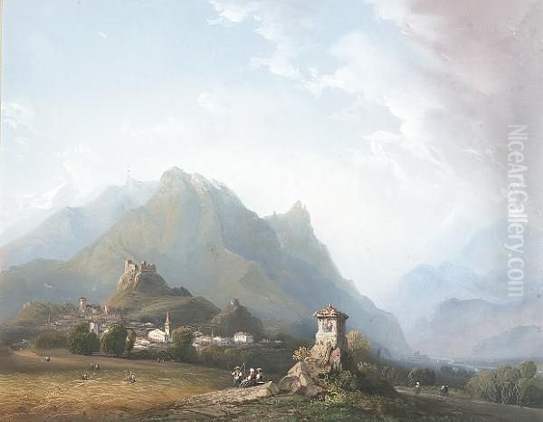 San Michele, Cenis Valley, Italy Oil Painting by Carlo Bossoli