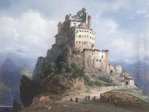 The Monastery Of San Michele, Italy Oil Painting by Carlo Bossoli