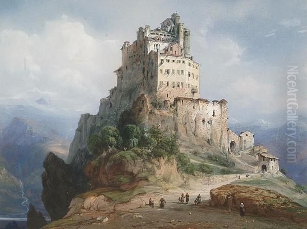 The Monastery At San Michele Oil Painting by Carlo Bossoli