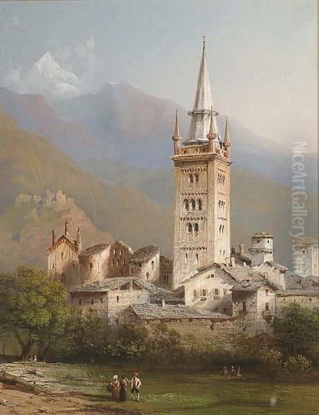 View Over Susa, Italy Oil Painting by Carlo Bossoli